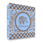 Gingham & Elephants 3 Ring Binder - Full Wrap - 2" (Personalized)