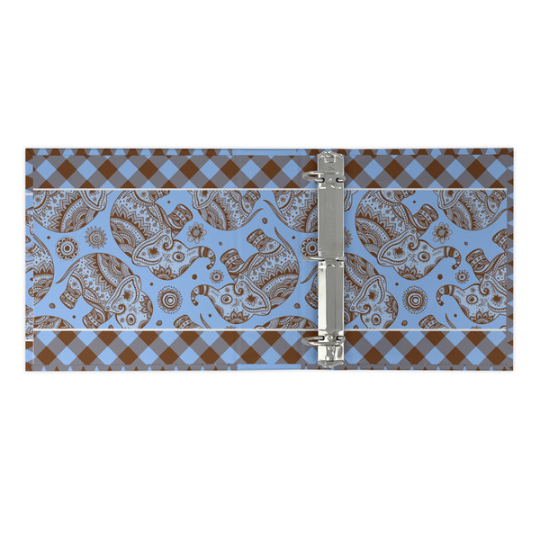 Gingham & Elephants 3 Ring Binders - Full Wrap - 2" - OPEN INSIDE