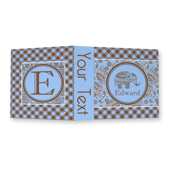 Gingham & Elephants 3 Ring Binders - Full Wrap - 2" - OPEN OUTSIDE