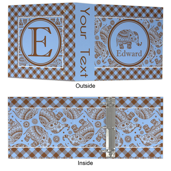 Gingham & Elephants 3 Ring Binders - Full Wrap - 3" - APPROVAL