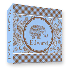 Gingham & Elephants 3 Ring Binder - Full Wrap - 3" (Personalized)