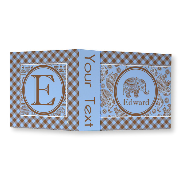Gingham & Elephants 3 Ring Binders - Full Wrap - 3" - OPEN OUTSIDE