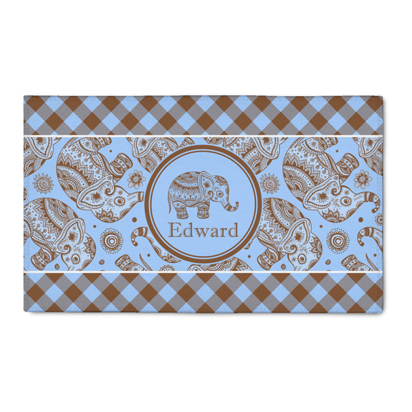 Custom Gingham & Elephants 3' x 5' Patio Rug (Personalized)
