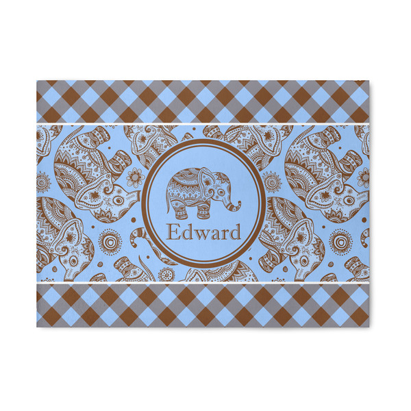 Custom Gingham & Elephants 5' x 7' Patio Rug (Personalized)