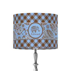 Gingham & Elephants 8" Drum Lamp Shade - Fabric (Personalized)