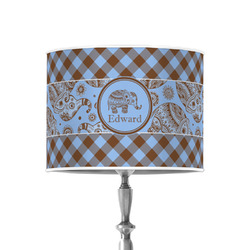 Gingham & Elephants 8" Drum Lamp Shade - Poly-film (Personalized)