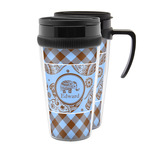 Gingham & Elephants Acrylic Travel Mug (Personalized)