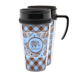 Gingham & Elephants Acrylic Travel Mug (Personalized)
