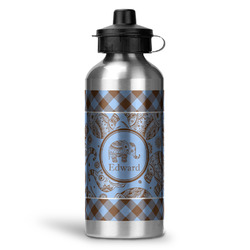 Gingham & Elephants Water Bottles - 20 oz - Aluminum (Personalized)