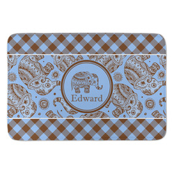 Gingham & Elephants Anti-Fatigue Kitchen Mat (Personalized)
