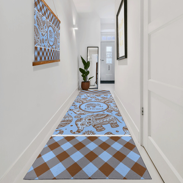 Gingham & Elephants Area Rug Sizes - In Context (vertical)