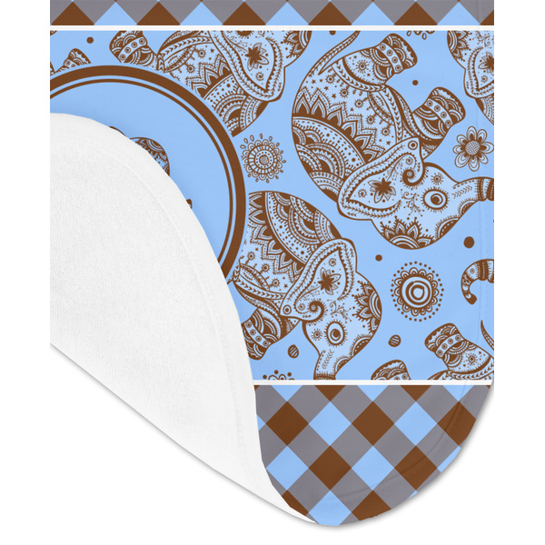 Gingham & Elephants Baby Bib - AFT detail