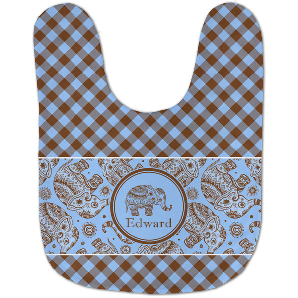 Gingham & Elephants Baby Bib - AFT flat