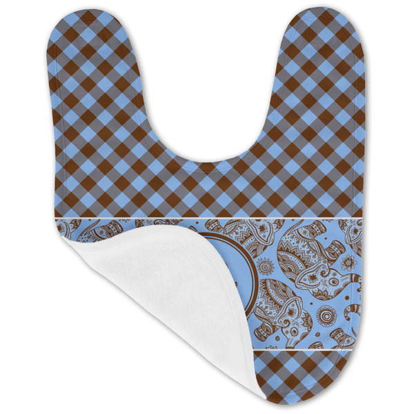 Gingham & Elephants Baby Bib - AFT folded