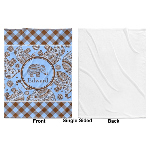 Gingham & Elephants Baby Blanket (Single Side - Printed Front, White Back)