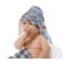 Gingham & Elephants Baby Hooded Towel on Child