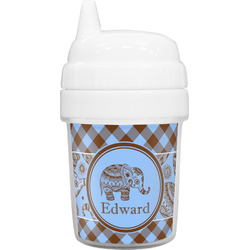 Gingham & Elephants Baby Sippy Cup (Personalized)