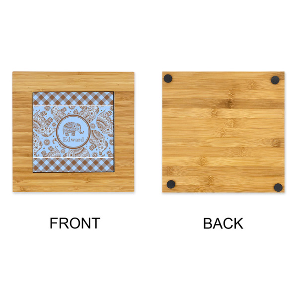 Gingham & Elephants Bamboo Trivet with 6" Tile - APPROVAL