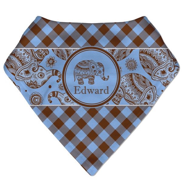Custom Gingham & Elephants Bandana Bib (Personalized)