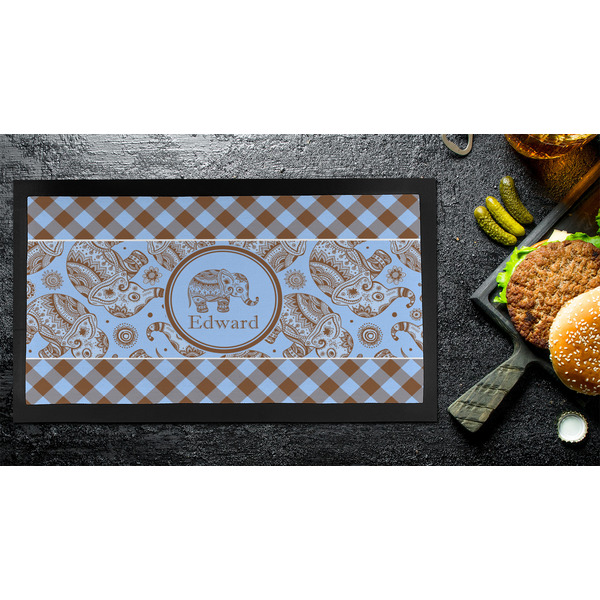 Gingham & Elephants Bar Mat - Small - LIFESTYLE