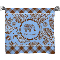 Gingham & Elephants Bath Towel (Personalized)