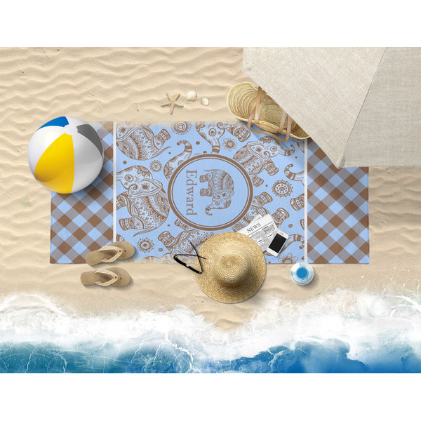 Gingham & Elephants Beach Towel Lifestyle