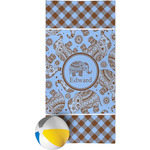 Gingham & Elephants Beach Towel (Personalized)