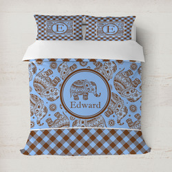 Gingham & Elephants Duvet Cover (Personalized)