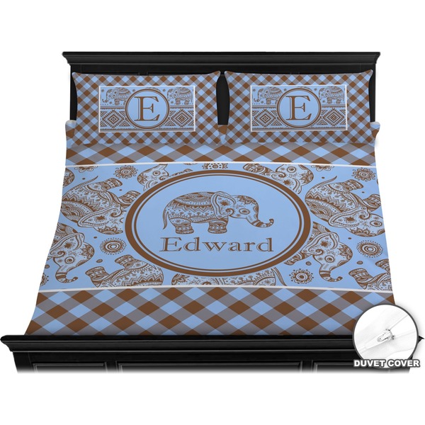 Gingham & Elephants Bedding Set (King) - Duvet