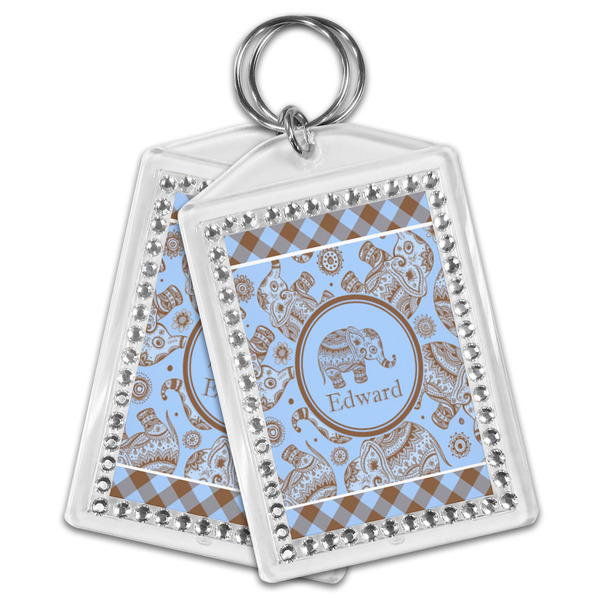 Gingham & Elephants Bling Keychain - MAIN