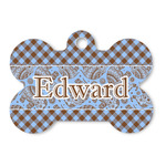 Gingham & Elephants Bone Shaped Dog ID Tag (Personalized)