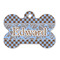Gingham & Elephants Bone Shaped Dog ID Tag - Large (Personalized)