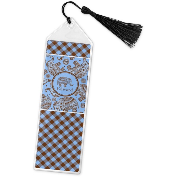 Custom Gingham & Elephants Book Mark w/Tassel (Personalized)