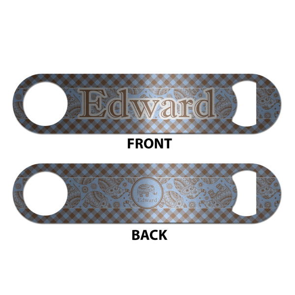 Gingham & Elephants Bottle Opener - Front & Back