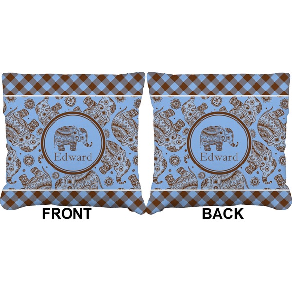 Gingham & Elephants Burlap Pillow Approval