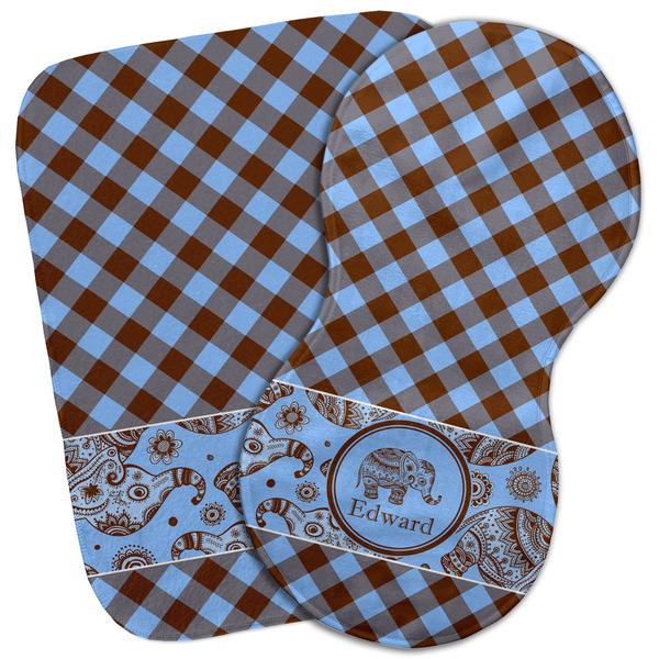 Custom Gingham & Elephants Burp Cloth (Personalized)