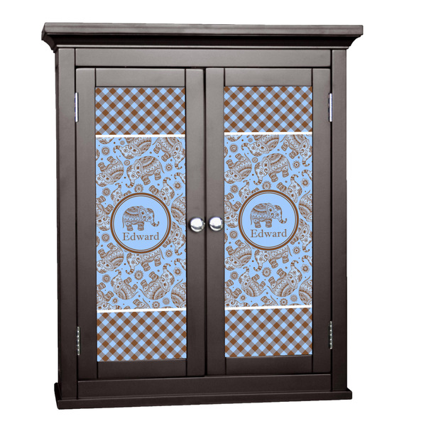 Custom Gingham & Elephants Cabinet Decal - Large (Personalized)