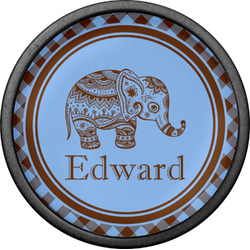 Gingham & Elephants Cabinet Knob (Black) (Personalized)