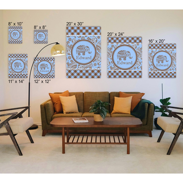 Gingham & Elephants Canvas Prints - Multiple Sizes