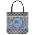 Gingham & Elephants Canvas Tote Bag - Large - 18"x18" (Personalized)