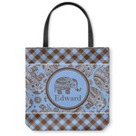 Gingham & Elephants Canvas Tote Bag - Small - 13"x13" (Personalized)