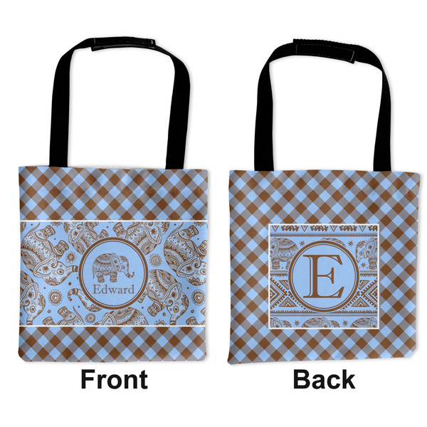 Cotton Snack Bag - Charlie Blue Gingham Elephant main image 0