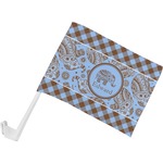 Gingham & Elephants Car Flag - Small w/ Name or Text
