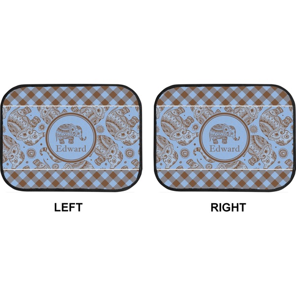 Gingham & Elephants Car Floor Mats (Back Seat) (Approval)