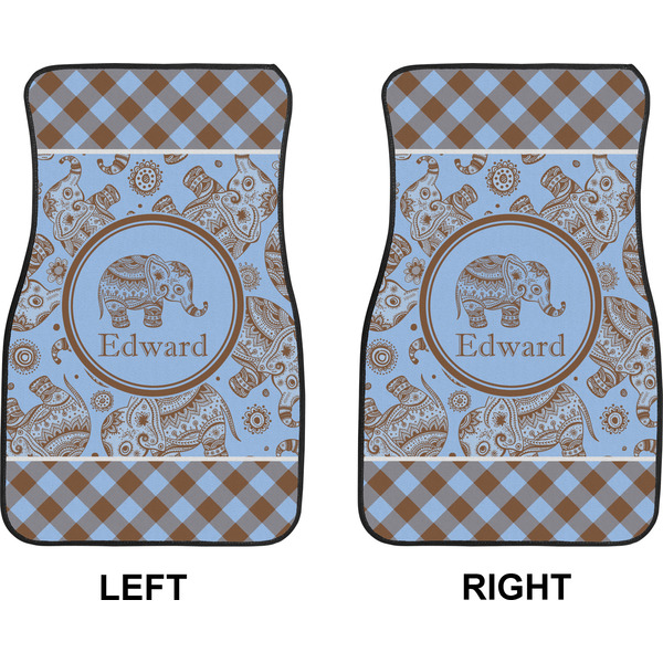 Gingham & Elephants Car Mat Front - Approval