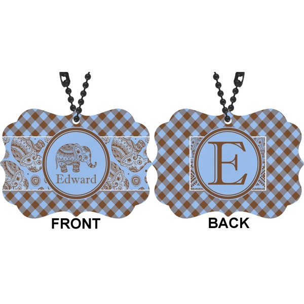 Gingham & Elephants Car Ornament (Approval)