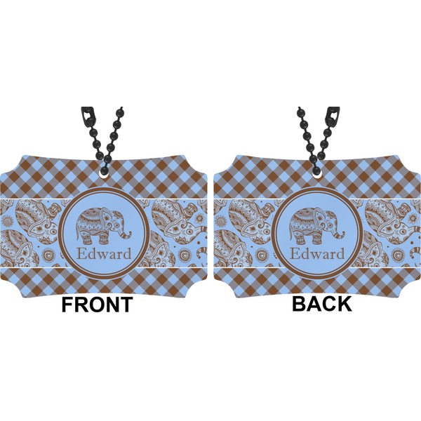 Gingham & Elephants Car Ornament - Berlin (Approval)