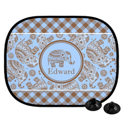 Gingham & Elephants Car Side Window Sun Shade (Personalized)