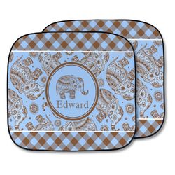 Gingham & Elephants Car Sun Shade - Two Piece (Personalized)