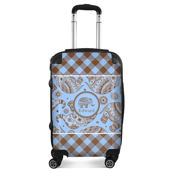 Custom Gingham & Elephants Suitcase (Personalized)
